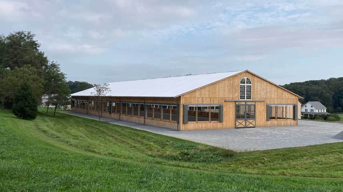 Exterior of a 80’ x 222’ Riding Arena